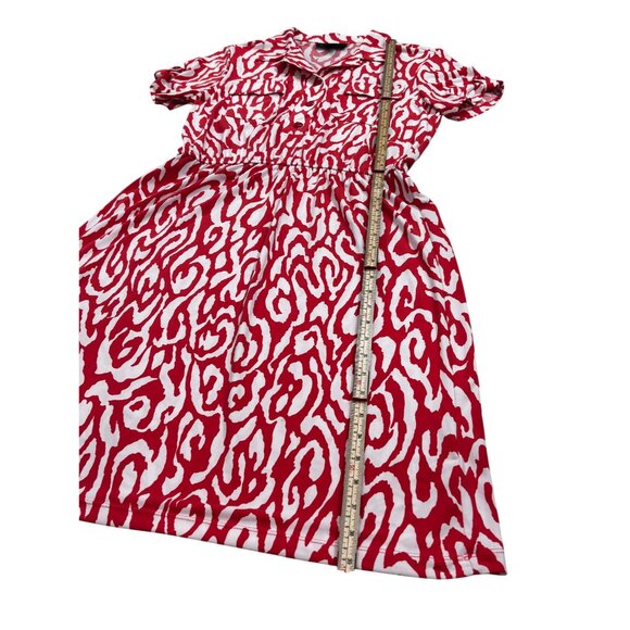 Valerie Bertinelli Red & White Animal Print Dress Size 8 Polyester Spandex - Picture 7 of 11